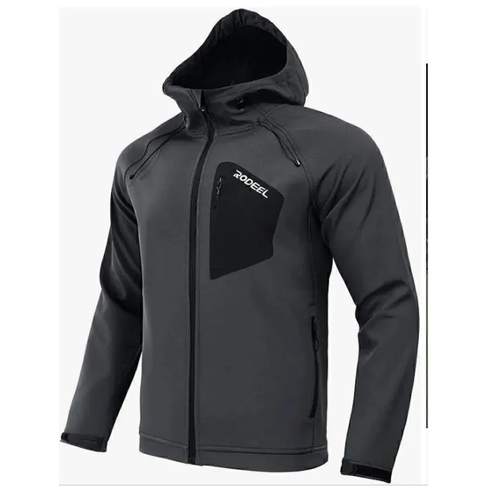 Rodeel Men's Softshell Front-zip Jacket Fleece Lined Windproof
